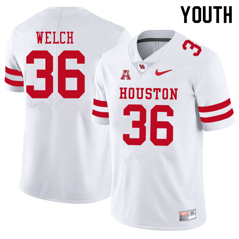Youth #36 Mike Welch Houston Cougars College Football Jerseys Sale-White - Click Image to Close